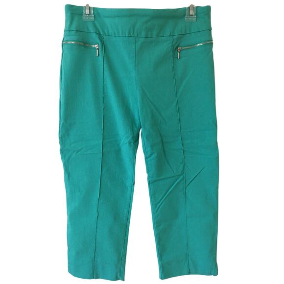 new directions Pants - New Directions, Size 10, Green Capris Decorative Silver Zippers Seam Down Legs